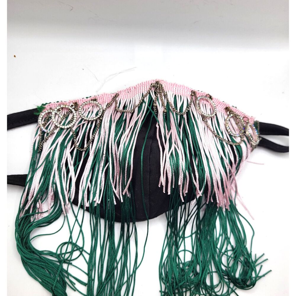 Handmade Fringe Mask with Chain and Circles Brebitz